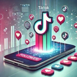 An illustration showcasing TikTok follower hacks and free follower gaining methods. A smartphone screen displays an increasing follower count and engagement icons.
